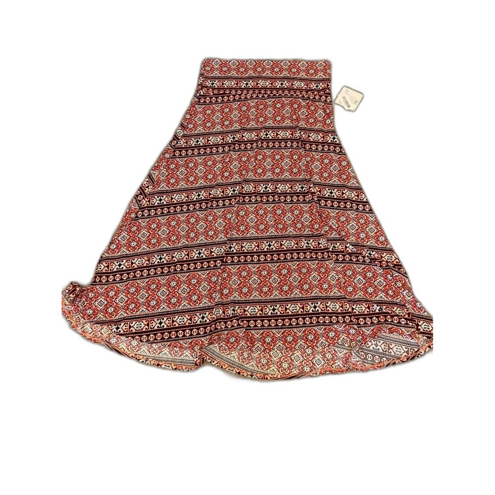 LuLaRoe NWT Patterned A-Line Maxi Skirt Fold Over Waist 2XL Full Summer Party